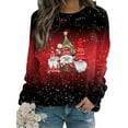 thumbnail image 1 of Innerwin Chandails en Molleton de Noël Père Noël Imprimé Dames Hauts de Noël Col Rond Pull Chaud Rouge 3TG, 1 of 2