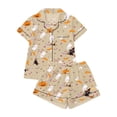 thumbnail image 4 of Summer Sales Womens Pajama Sets Satin Fall Pumpkin Print Short Sleeve Button Loungewear Halloween Pajama Sets for Women 2 Piece, 4 of 4