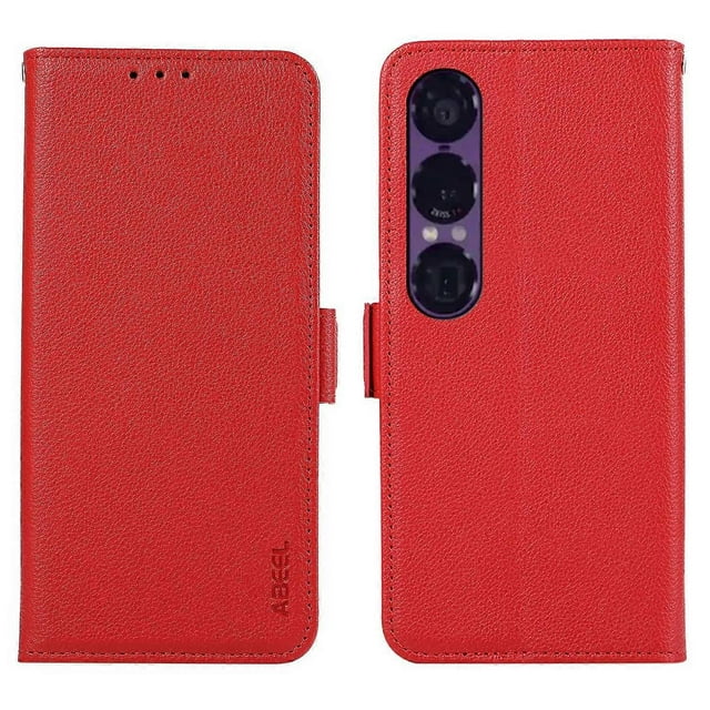 ABEEL For Sony Xperia 1 VII Case Litchi Texture Leather RFID Blocking Phone Cover - Black