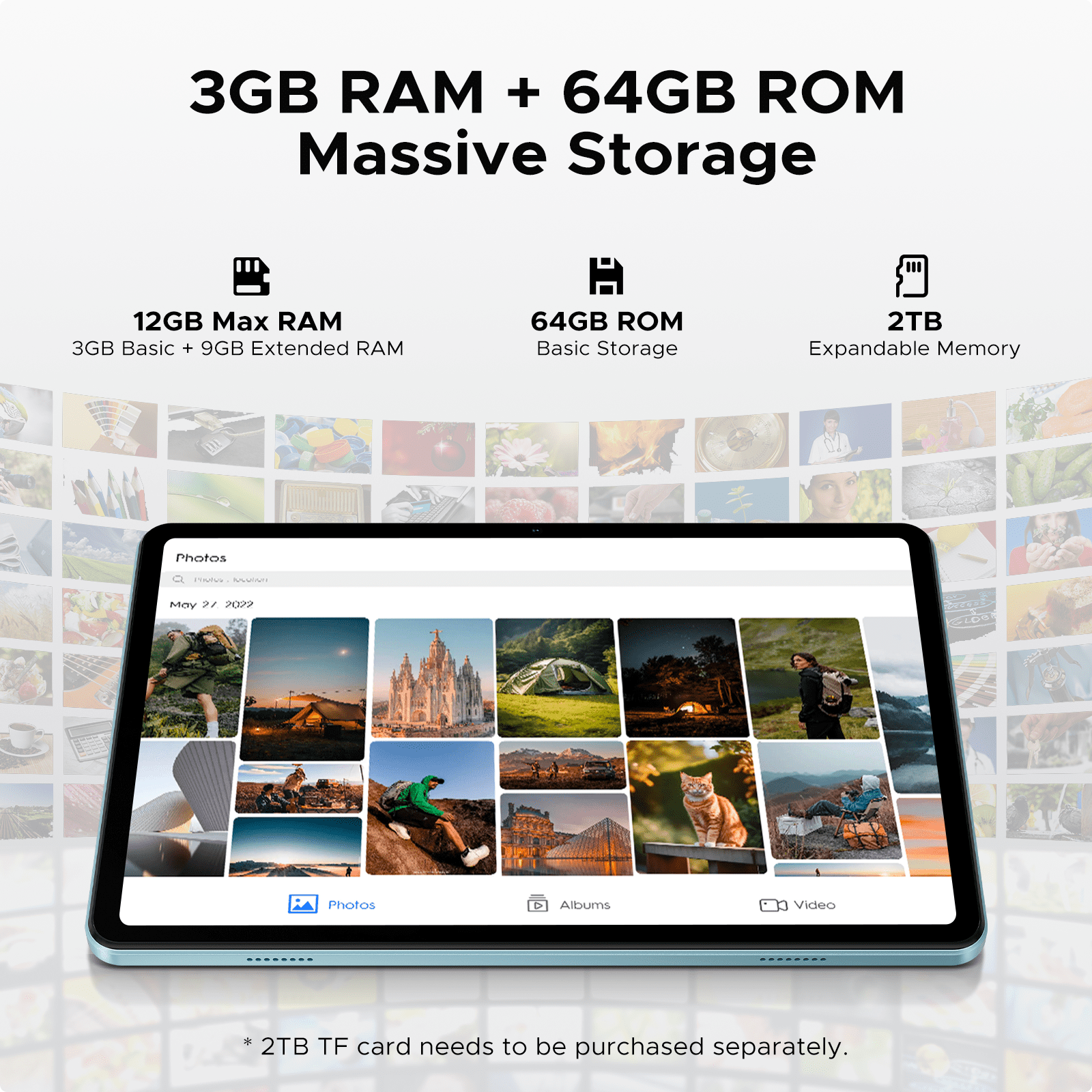 DOOGEE Tab A9 Android Tablet,10 inch Tablet,Octa-core Android 15 Tablets,6580mAh Battery,12GB+64GB,Unisoc T310 Quad Core Tablets,OTG,8MP+5MP,Face Unlock,Blue