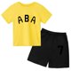 thumbnail image 3 of Ropa de bebé con estampado de letras para niños y adolescentes, conjunto de camiseta y pantalones cortos de verano de 2 piezas, conjunto informal de manga corta para niños y niñas, 3 of 5