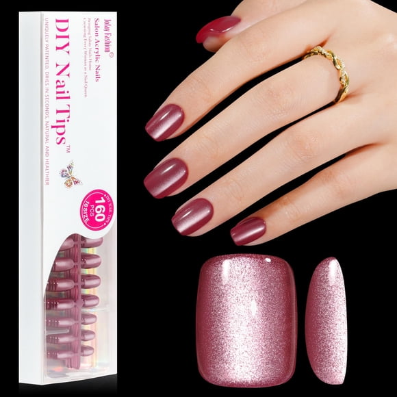 Set de pantalones cortos Jofay Fashion Wine Red Cat Eye de Press On Nails