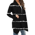 thumbnail image 5 of Fanxing Plus Size Striped Cardigan for Women Casual Open Front Long Shrug 2025 Fall Lightweight Jackets Black 5XL, 5 of 6