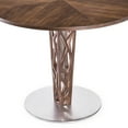 thumbnail image 3 of Crystal 48" Round Dining Table in Walnut Veneer column and Brushed Stainless Steel finish with Walnut Veneer Wood Top, 3 of 4