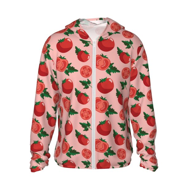 Fotbe Tomatoes Chaqueta con Protección Solar UPF 50+ para Hombre y Mujer, Camisa con Capucha y Bolsillos-Large