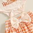 thumbnail image 2 of RUINIXCW Newborn Baby Girl My First Halloween Outfit Infant Girl Fall Winter Clothes Pumpkin Long Sleeve Romper Ruffle Skirt Headband Stockings Set, 2 of 10