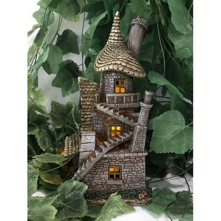 Hi Line Gift Ltd Fairy Garden House With Crooked Roof Solar