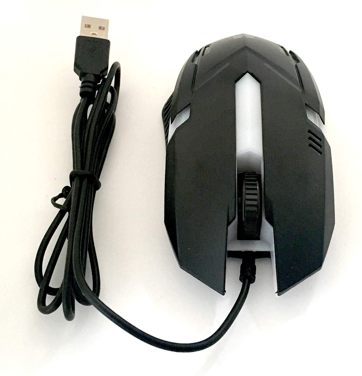 3-button PC Mouse Wired, Ergonomic USB Computer Mouse White, LED Backlit USB Gaming Mouse Computer Laptop