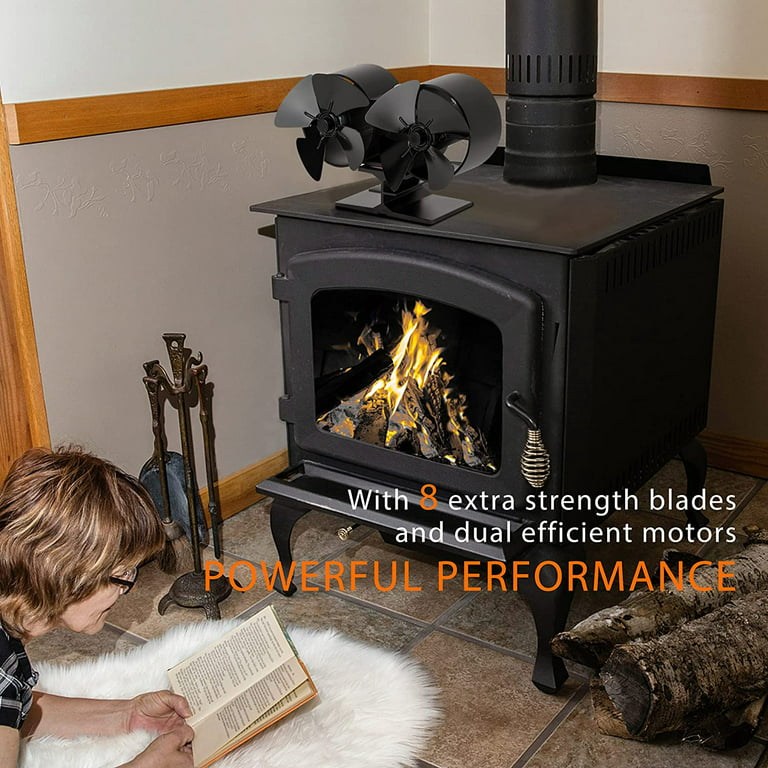 Double Bladed Twin Motor Stove Top Fan Fireplace Wood Burning