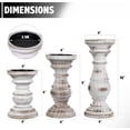 thumbnail image 3 of Candle Holder for Pillar Candle Set of 3, Farmhouse Wood Candle Holder, Rustic Wooden Candle Stand, Decorative Wood Candlestick Holders for Living Room, Table Centerpiece (Antique White), 3 of 12
