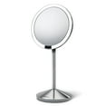 thumbnail image 1 of Simplehuman 5" Round Mini Travel Sensor Makeup Mirror, 10x Magnification, Rechargeable, Brushed Stainless Steel, 1 of 5