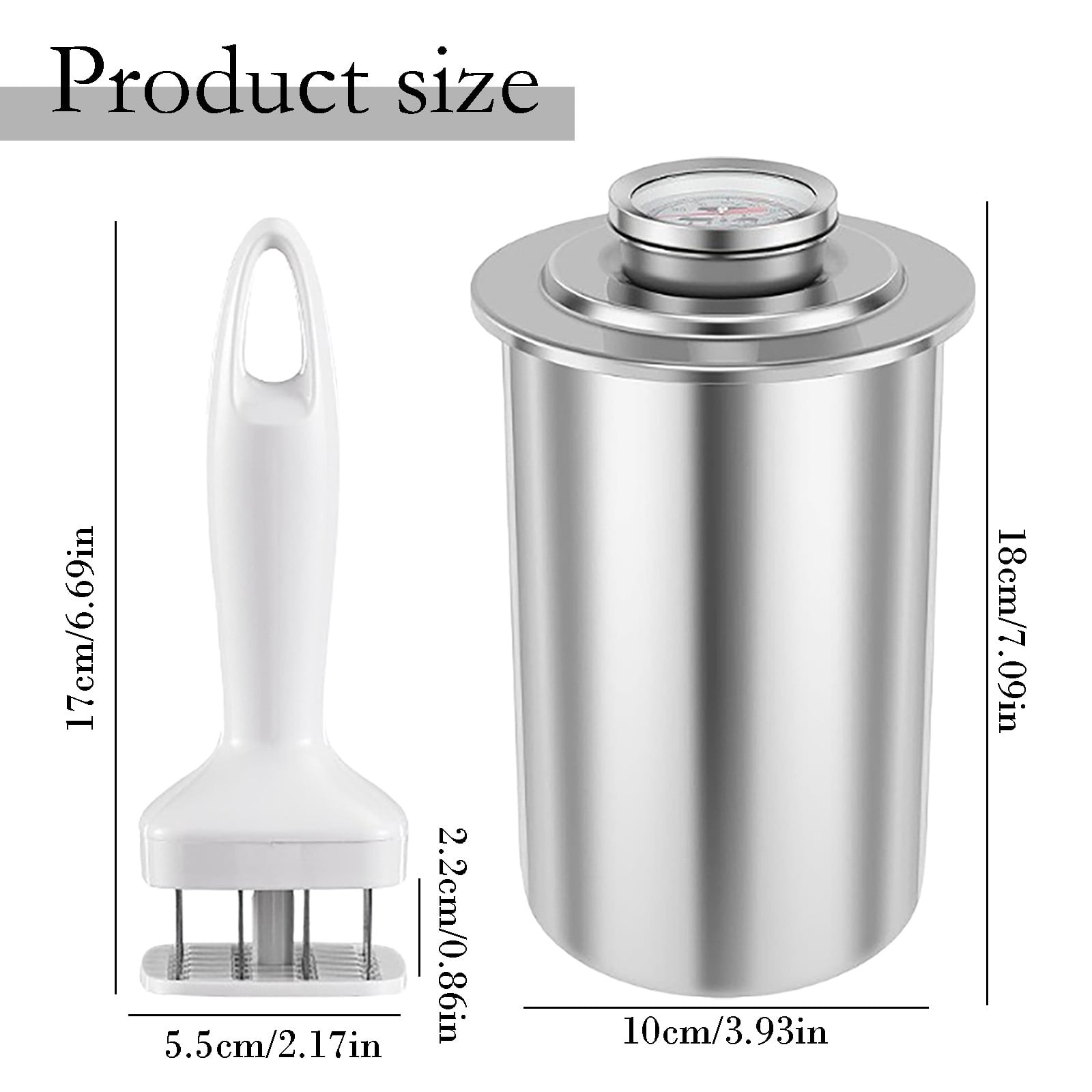 Stainless Steel Ham Maker, Large Capacity Round Meat Press for Homemade Lunch Meat, Includes Tender Meat Skewer Thermometer, Perfectly Shaped Deli Loaf Cooker