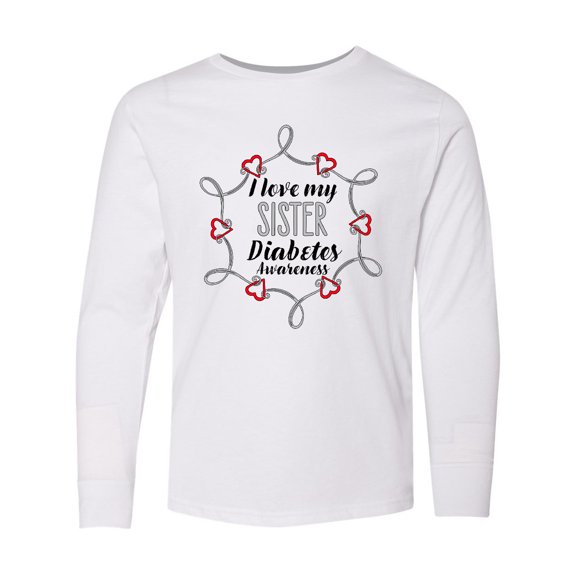 Inktastic I Love My Sister Diabetes Awareness Long Sleeve Youth T-Shirt