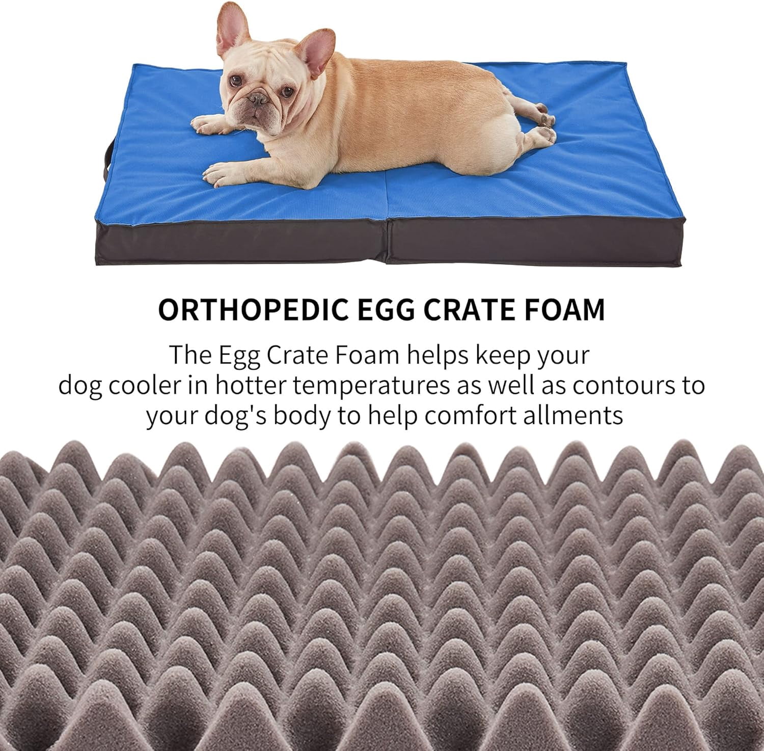 Waterproof Foldable Outdoor Dog Bed for Large Dogs, Orthopedic Portable All-Weather Bed with Washable Cover, 41 Inch for Indoor and Outside Use