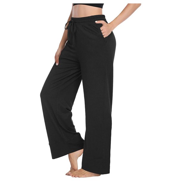 Gibobby Pantalones dama Pantalones deportivos casuales para mujer Pantalones de color cómodos Pijamas de yoga sólidos Pantalones largos(Negro, XXL)
