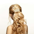 thumbnail image 2 of Unique Bargains 1 Pc Ponytail Buckle Hair Clip Glossy Faux Pearl Hair Ponytail Cuff for Women Gold Tone, 2 of 5