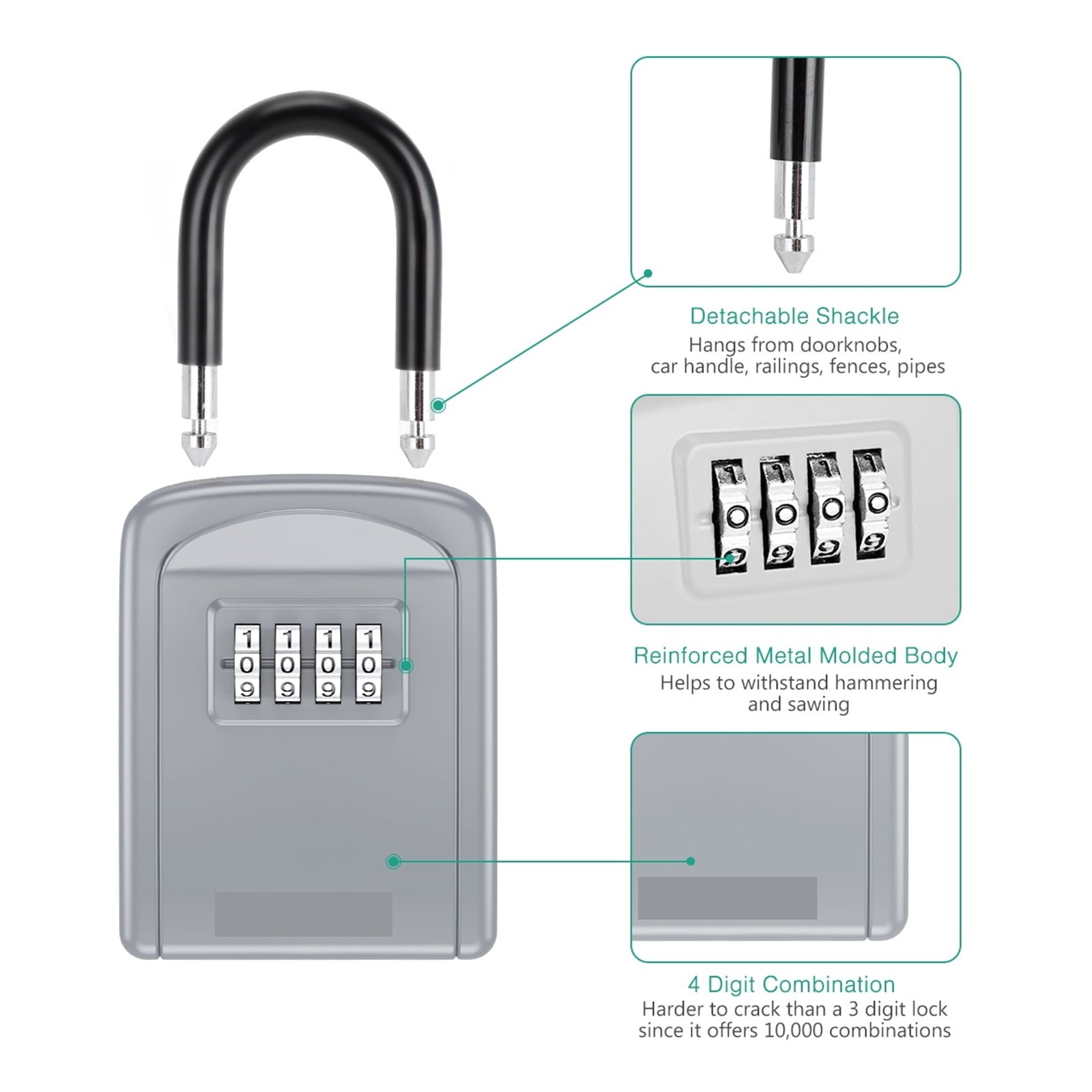 Key Storage Box ,Combination Password Security Code Lock Home Key Safe Box Outdoor Waterproof Safe