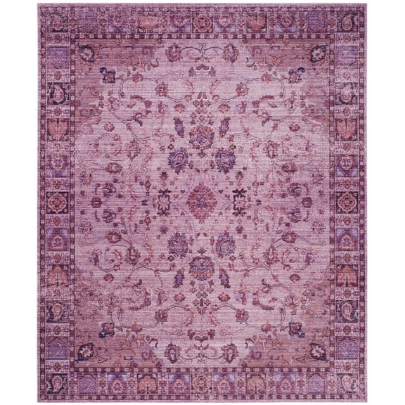SAFAVIEH Valencia Rowan Floral Bordered Polyester Area Rug, Pink/Multi, 4' x 6'