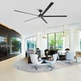 thumbnail image 2 of 84 Inch Ceiling Fans without Lights, Waterproof Outdoor Ceiling Fans with Remote, Industrial Black Ceiling Fan No Light with 6-Speed Reversible DC Motor for Patios Shop Garage, 5 Aluminum Blades, DOE, 2 of 19