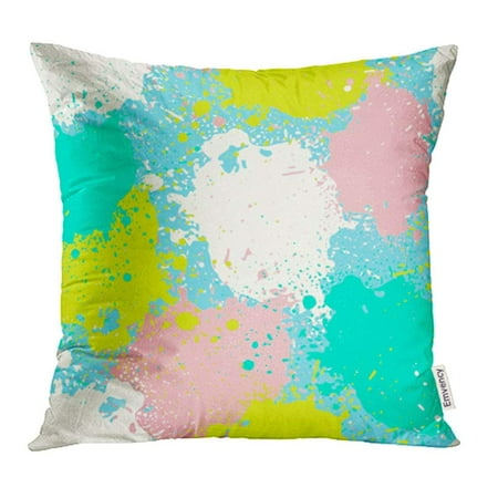 YWOTA Blue Splatter Paint Stains Ink Splashes Design Spray Drops Liquid Watercolor Bright Pillow Cases Cushion Cover 16x16