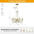 thumbnail image 5 of Plug in Crystal Chandelier for Living Room,Golden Hanging Pendant Light with Clear 14.76 ft Cord and On/Off, 6 Light Crystal Chandelier for Wedding, Kitchen, Dining,Foyer, 5 of 11