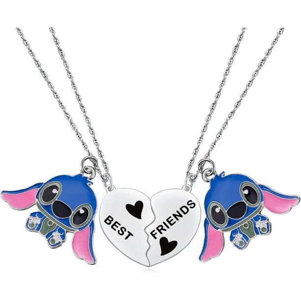Best Friend Stitch Necklace Friendship Matching Heart Necklace for 2 Lilo and Stitch Stuff Jewelry for Friends