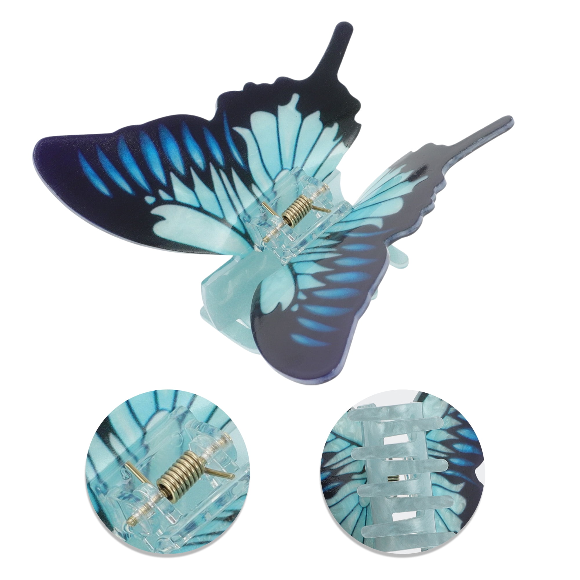 Unique Bargains Halloween Christmas Hair Clips Butterfly 3.74"x3.54"x1.97" 4 Pcs Dark Blue Rose Red