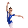 thumbnail image 3 of vastwit Kids Girls Gymnastics Leotard Ballet Dance Bodysuit Short Sleeve Acrobatics Performance Tumbling Outfit Blue 12, 3 of 7