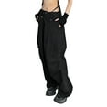 thumbnail image 5 of hirigin Womens Baggy Cargo Pants Streetwear Hip Hop Joggers Sweatpants Drawstring Casual Loose Wide Leg Trousers, 5 of 9