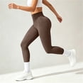 thumbnail image 5 of IUYRTFE Women Solid Color Full Length Yoga Pants High Waist Stretch Workout Leggings for Gym Running Daily Wear, 5 of 7
