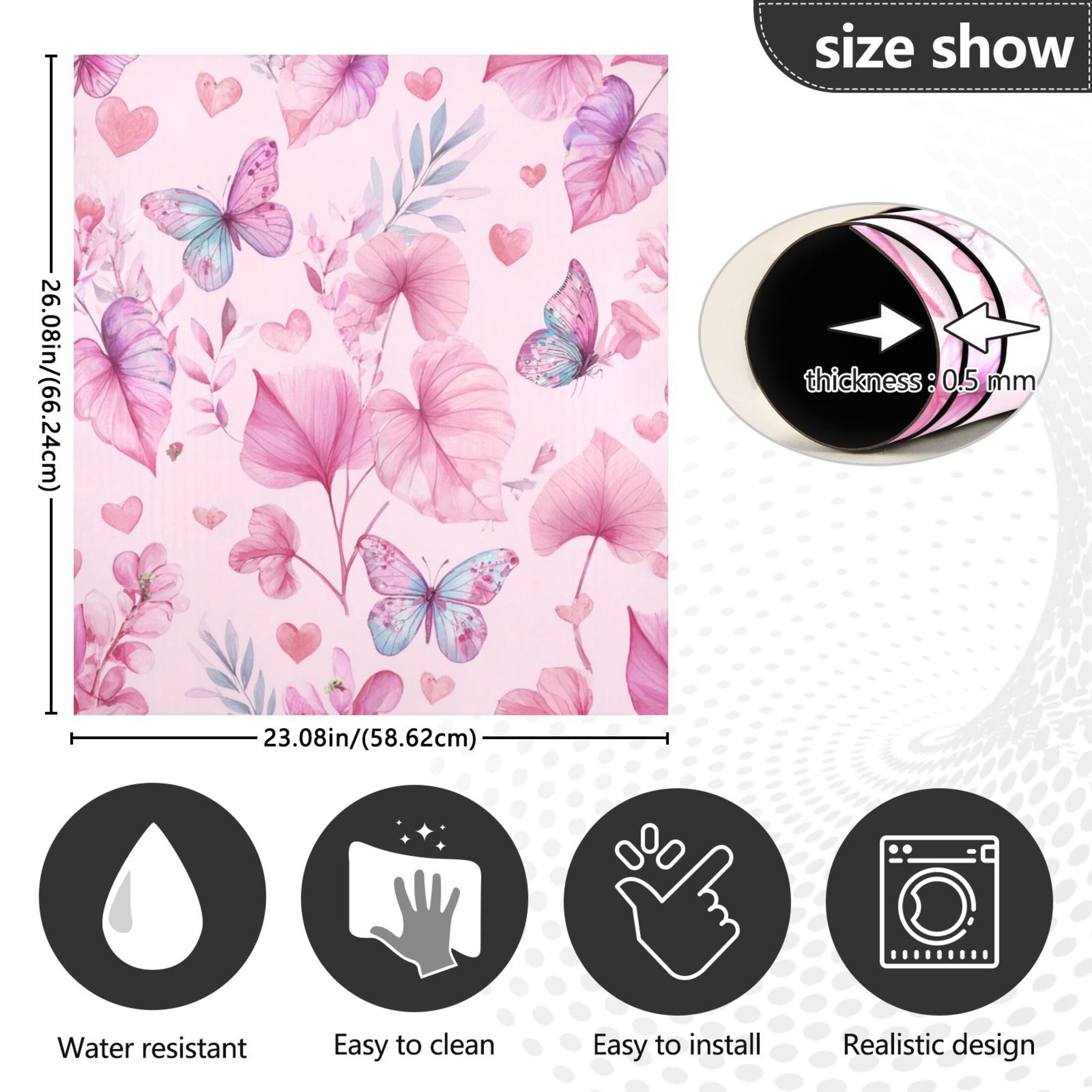 IAUYY Magnetic decorative sticker - 23x26 Inch PVC Refrigerator Decorative Cover, Removable DIY Art for Kitchen Appliances Heart-shaped Leaf Pattern