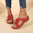 thumbnail image 3 of Pandaie Sandales à Petit Talon Compensé pour Femmes, Habillées, à Plateforme, à Bout Ouvert, Mules Confortables pour la Marche, Décontractées, à Enfiler, Chaussures d'Été, Rouge, 6, 3 of 9
