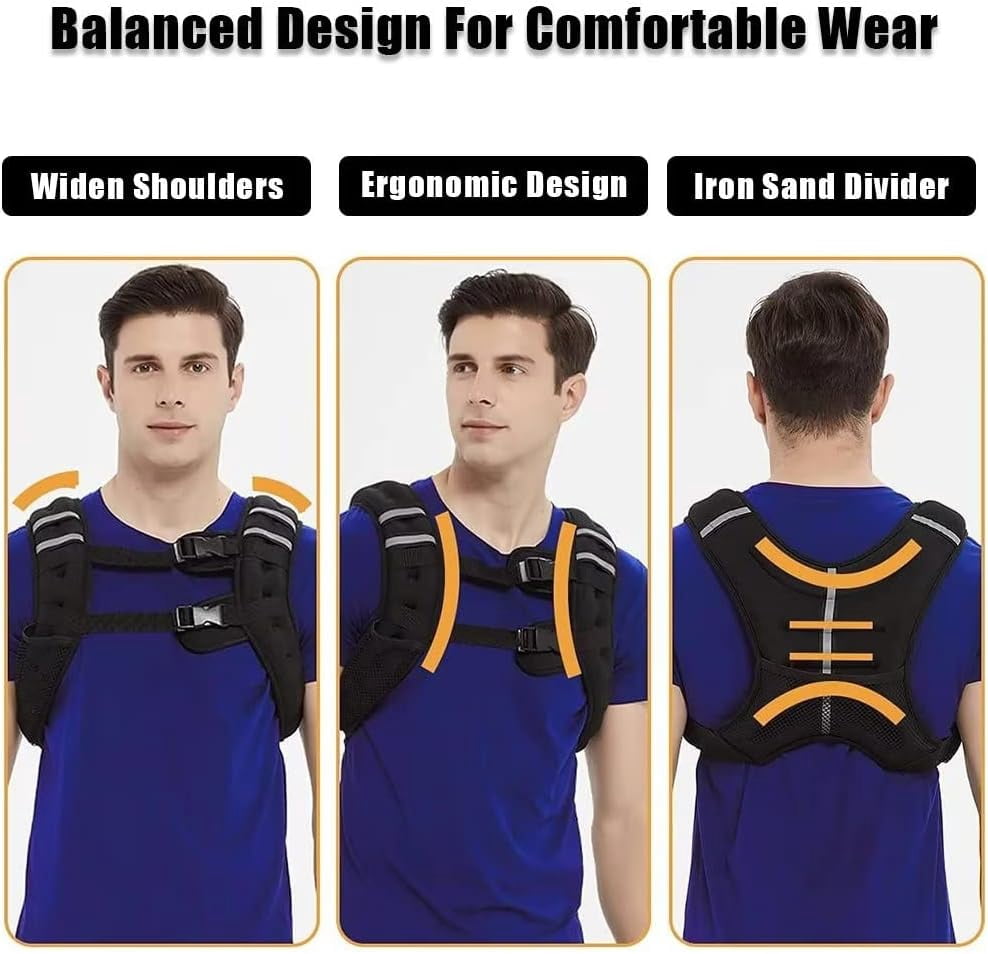 Weighted Vest,12lb/16lb/20lb/25lb/30lb Weight Vest with Reflective Stripe and Pocket for Men, Women Workout, Strength Training, Running, Walking, Jogging