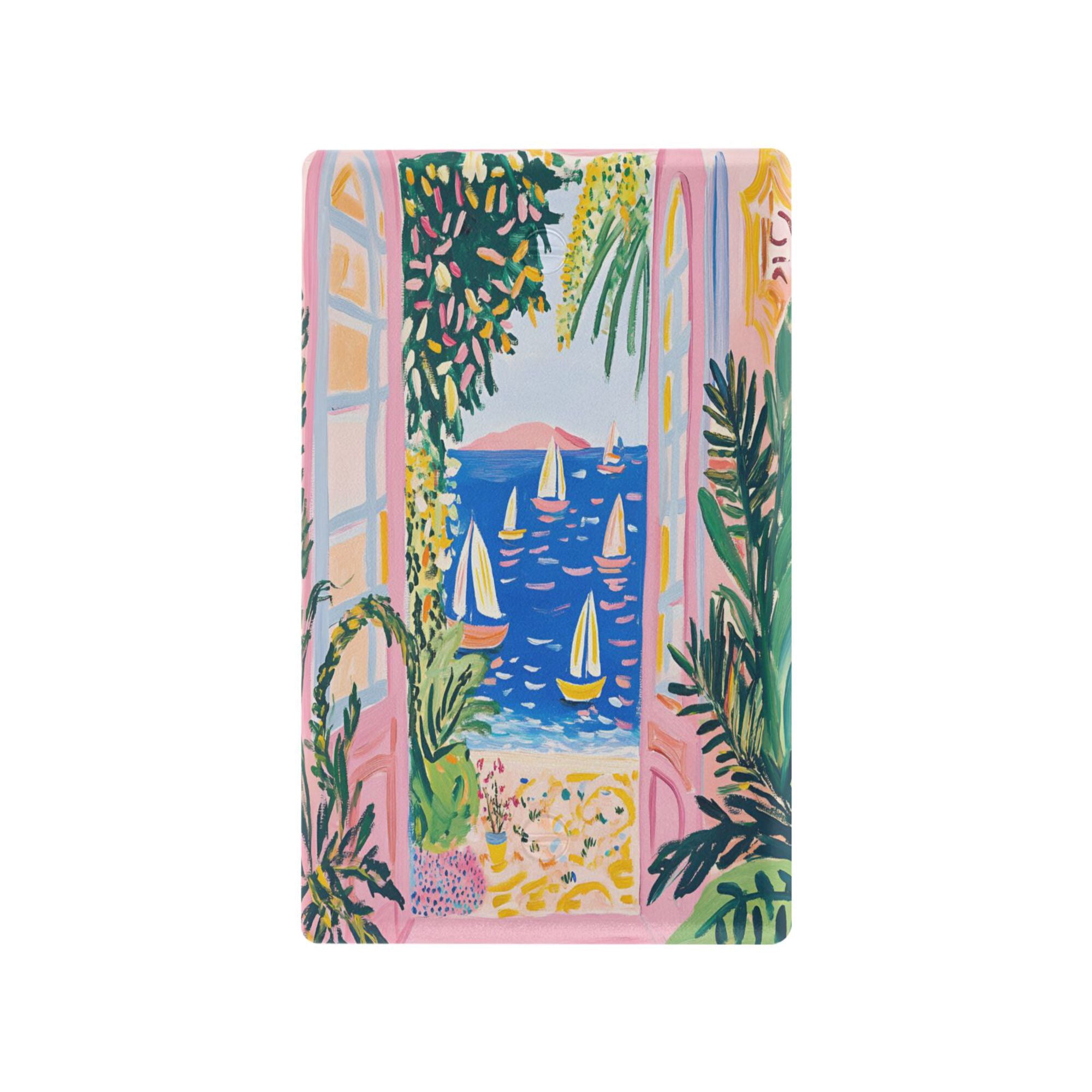 Yayeee Blank Wall Plate Cover 1-Gang 4.5"x2.7" Home Unused Decorative Outlet, Yellow Seaside