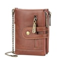 thumbnail image 1 of Carteras de cuero plegables con bolsillo para monedas con doble cierre y bloqueo de cadena para bodas, citas, té de la tarde, marrón, 1 of 4