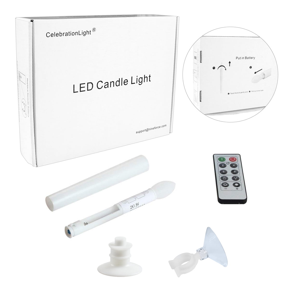 10 Pack Window Candles, Remote Controlled,White Holders,LED Flickering,Timer,Suction Cups Flameless for Christmas Decorations