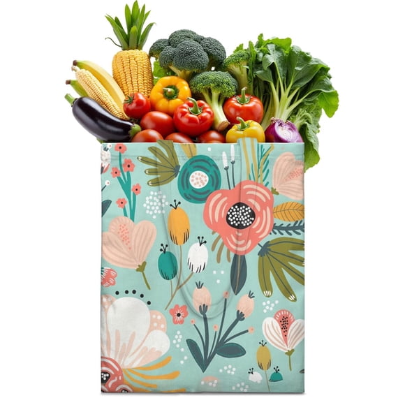 Rustic Style Nordic Stripes Fabric Washable Foldable Grocery Tote - Machine Washable Eco-Friendly Shopping Bag