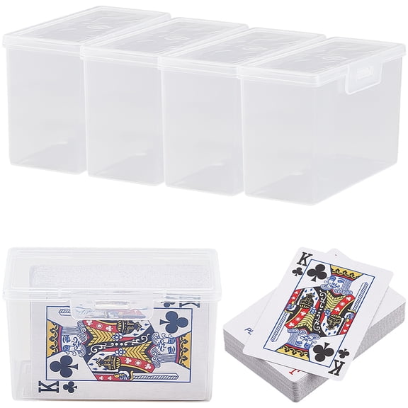 4Pcs Plastic Card Storage Box Clear Playing Card Case 1.8" x 4.1" x 2.6" Transparent Blank Trading Poker Organizer Holder Snap Closed Boxes for Bank Business Travel Accessories DIY