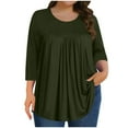 thumbnail image 2 of YLHFASHION T-Shirts Décontractés pour Femmes Grande Taille à Manches 3/4 Col Rond Mignons Tuniques Hauts T-Shirts Basiques Blouses T-shirt de Travail Business Haut jusqu'à 50 % de Rabais T-shirt à Manches Longues pour Femmes, 2 of 5