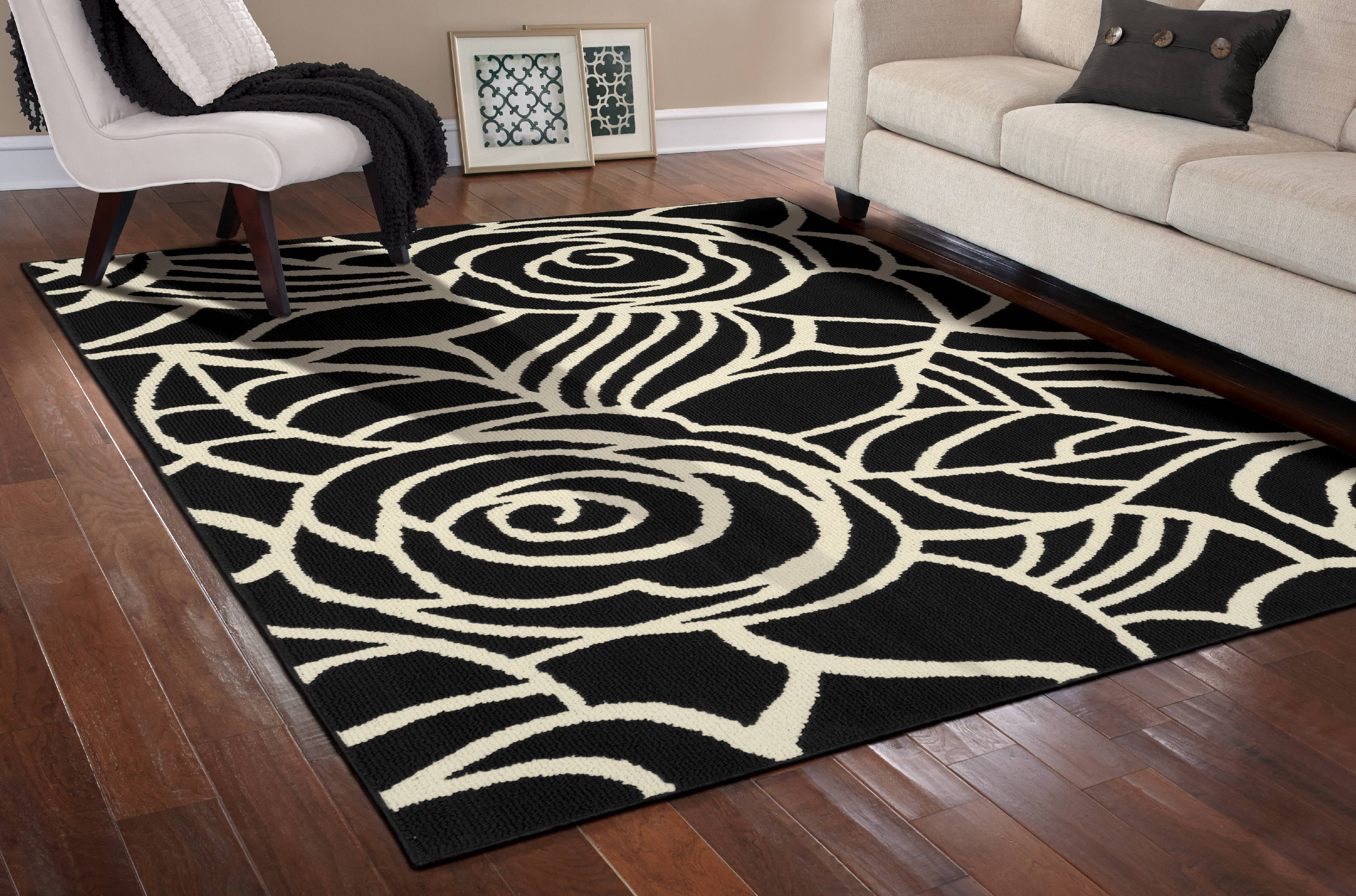 Garland Rug Rhapsody Black/Ivory 8'x10' Floral Indoor Area Rug