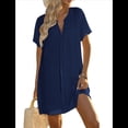thumbnail image 2 of Camiseta de Baño para Mujer con Cuello en V y Corta para Playa de Verano. Azul Marino L, 2 of 7