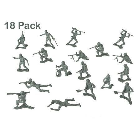 Army Alice Pack Plastic Army Men Figures – Pack Of 18 Green Color Military Men Action Figures - WWII Soldiers – For Kids, Party Favors, Bag Stuffers, Fun, Toy, Gift, Prize – By Kidsco ()