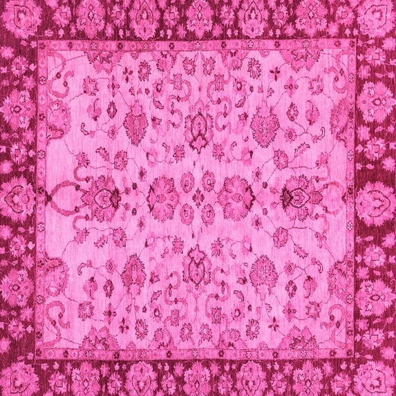 Ahgly Company Indoor Square Oriental Pink Traditional Area Rugs, 8' Square