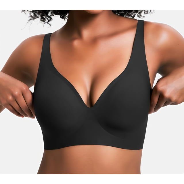 Sujetador push-up sin costuras Zeriluna, sujetador invisible sin aros,NegroXL