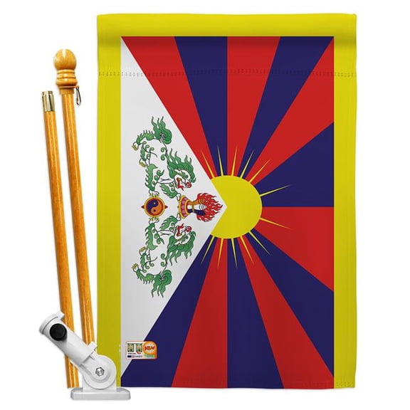 Americana Home & Garden AA-CY-HS-140232-IP-BO-D-US18-AG 28 x 40 in. Tibet Flags of the World Nationality Impressions Decorative Vertical Double Sided House Flag Set & Pole Bracket Hardware Flag Set