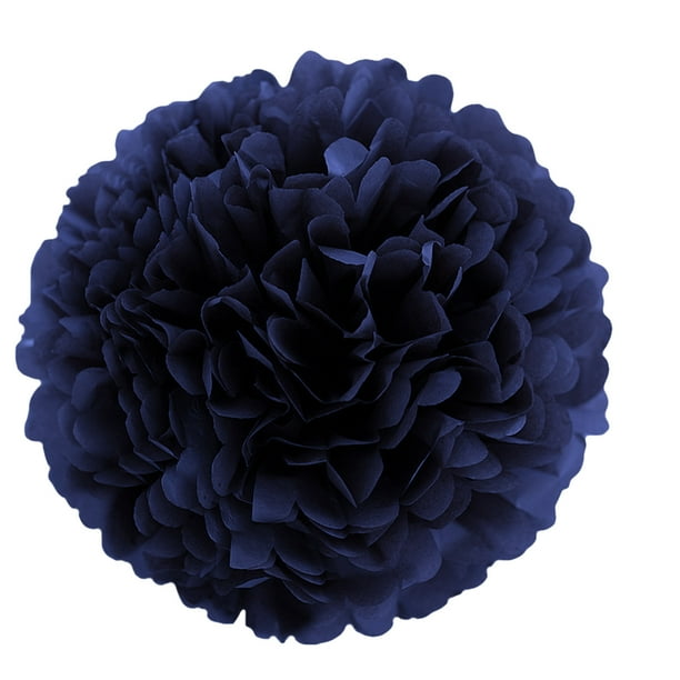 Matsuzay Juego de pompones de papel azul marino de 7,8 pulgadas, decoraciones de flores de papel, bolas de papel con pompón para fiesta de Kits de decoración para fiestas Azul marino 7.8 pulgadas