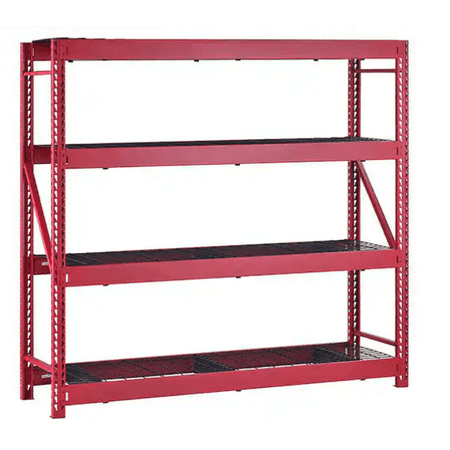 4-Shelf Metal Industrial Duty Freestanding Garage Storage Shelving Unit in Red (77 in. W x 72 in. H x 24 in. D)