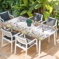 thumbnail image 2 of Watercolor Floral Table Cloths for 4 Foot Rectangle Tables, Spring Daisy Sunflowers Wisteria Hummingbird Patio Waterproof Elastic Fitted Tablecloths, Washable Rectangular Table Cover for Camping, 2 of 8