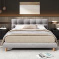 thumbnail image 2 of Grey Bed Frame with Cookie-shaped Headboard, Comfortable Sponge Filling - Bedroom Luxury, 2 of 2