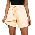 thumbnail image 6 of Ihhxva Cotton Beach Shorts for Women High Waist Elastic Drawstring Striped Adjustable Flat Front with Pockets Stretchable Exterior Pocket Summer Casual Workout Lounge S-2XL, 6 of 9